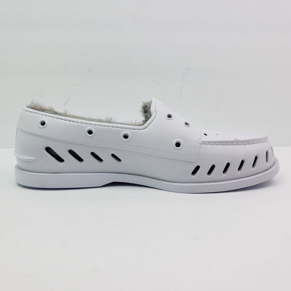 Sperry A/O Float Cozy Mens Size 12 White Slip On Faux Fur Inside Boat Shoes - Picture 4 of 8